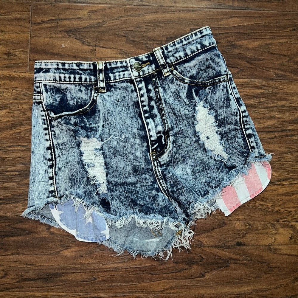 Iris Jeans high waisted shorts America flag